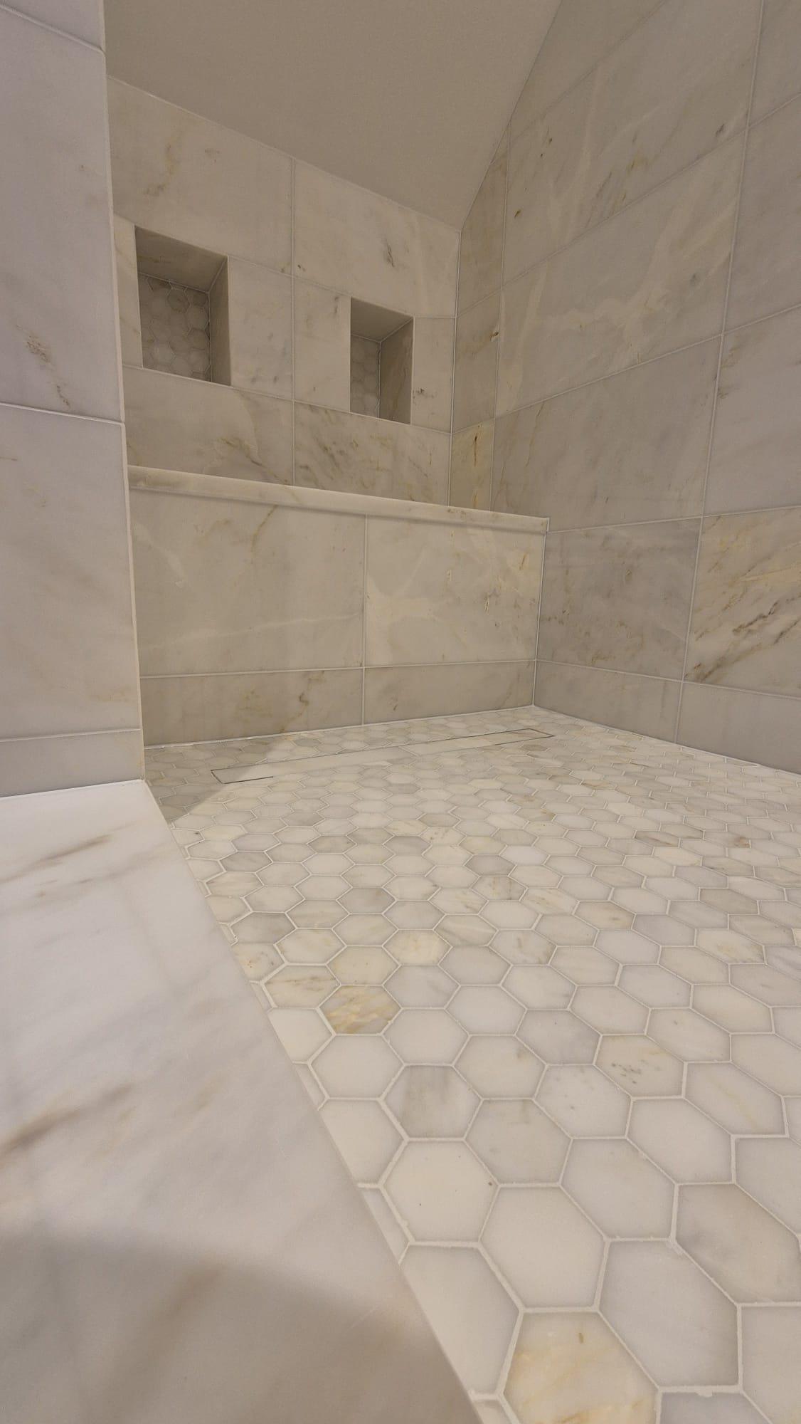 Natural stone marble shower area